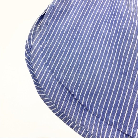 Off the Shoulder Paige Blouse Blue Ticking Tie Detail - Picture 7 of 8